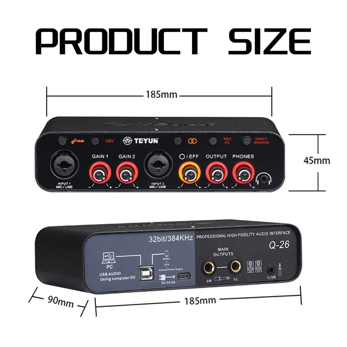 TEYUN Q-26 USB Audio Interface Sound Card with Electric Guitar Live Recording USB External Sound Card for StudioHUG
TEYUN Q-26 USB Audio Interface Sound Card with Electric Guitar Live Recording USB External Sound Card for StudioHUG