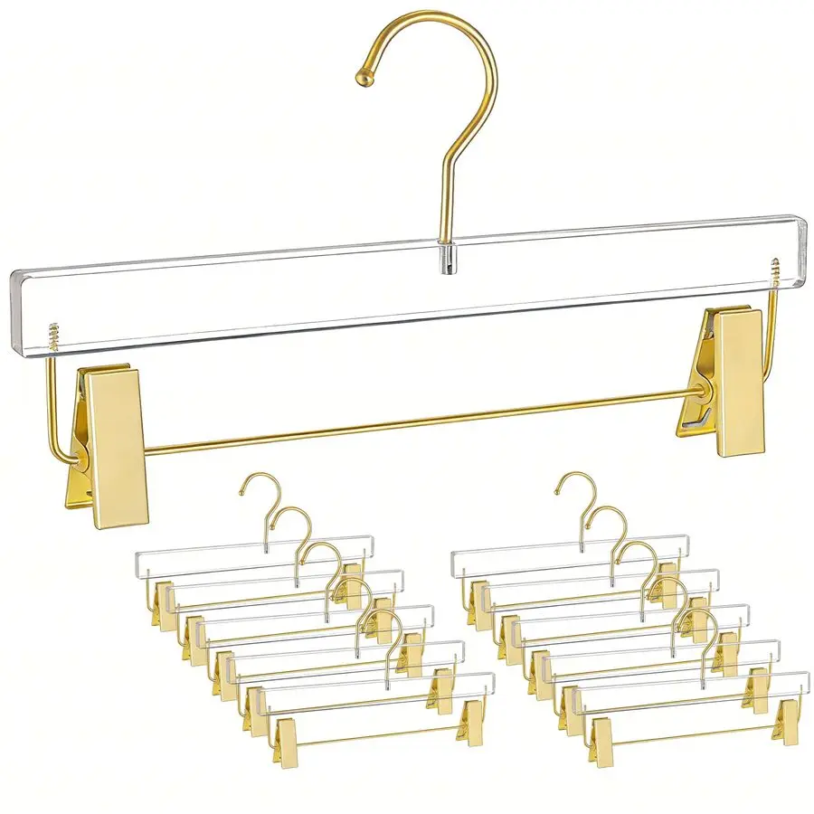 Набор из 10 золотых акриловых вешалок, прозрачные вешалки с золотым крючком, роскошные вешалки-зажимы для юбок и брюк для хранения одежды в гардеробе
Набор из 10 золотых акриловых вешалок, прозрачные вешалки с золотым крючком, роскошные вешалки-зажимы для юбок и брюк для хранения одежды в гардеробе
