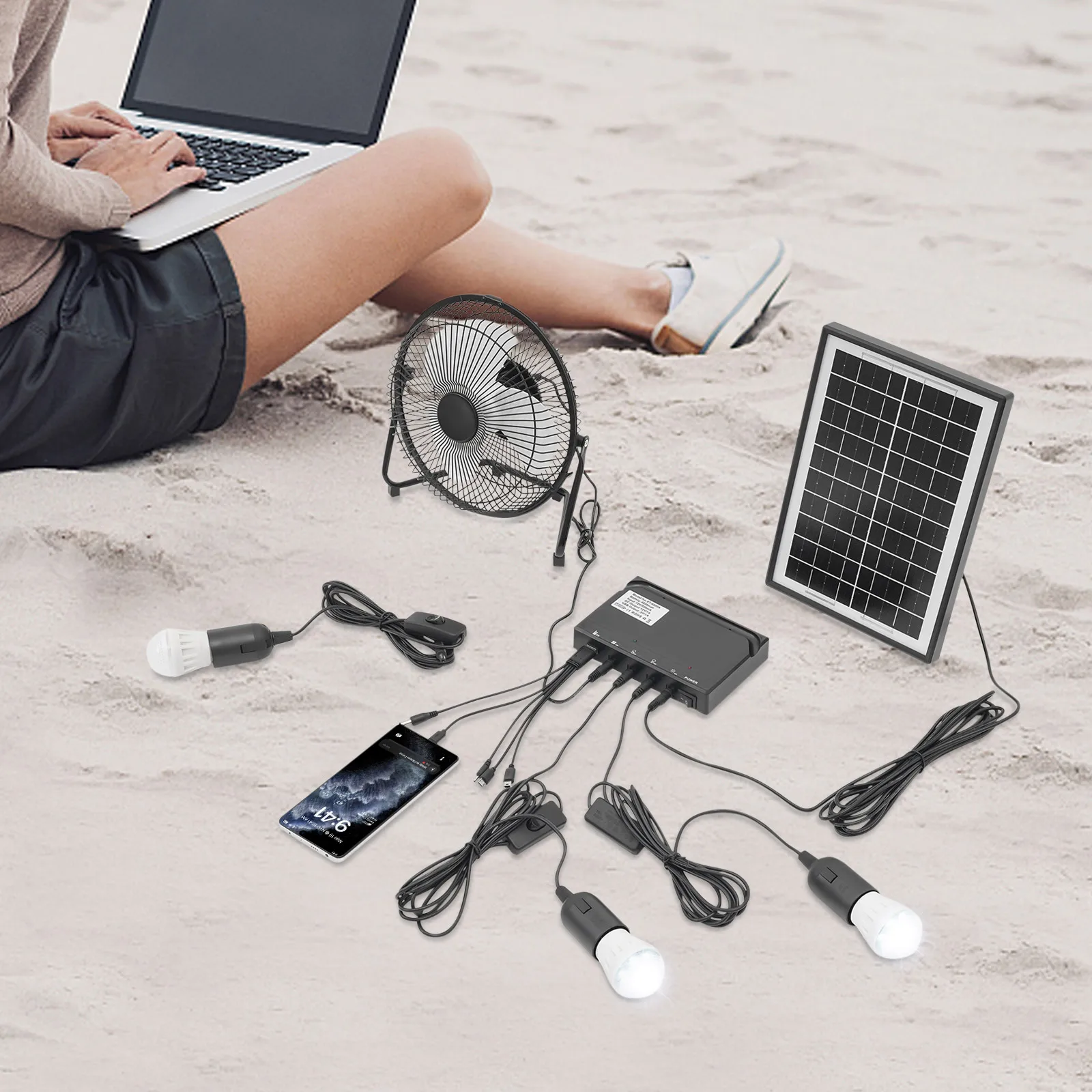 Portable Solar Powered Fan with 3 Bulbs for Home Lighting, Outdoor Camping, Gardens, Lawns, Landscapes, Parks, Walkways, Alleys
Portable Solar Powered Fan with 3 Bulbs for Home Lighting, Outdoor Camping, Gardens, Lawns, Landscapes, Parks, Walkways, Alleys