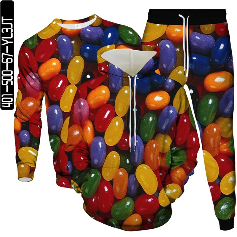 Men Fashion Tracksuit Hoodies Sweatshirt Jogging Pant 3 Piece Set Colored Candy Bean Chocolate 3D Print Clothing Suit Size S-6XL
Men Fashion Tracksuit Hoodies Sweatshirt Jogging Pant 3 Piece Set Colored Candy Bean Chocolate 3D Print Clothing Suit Size S-6XL