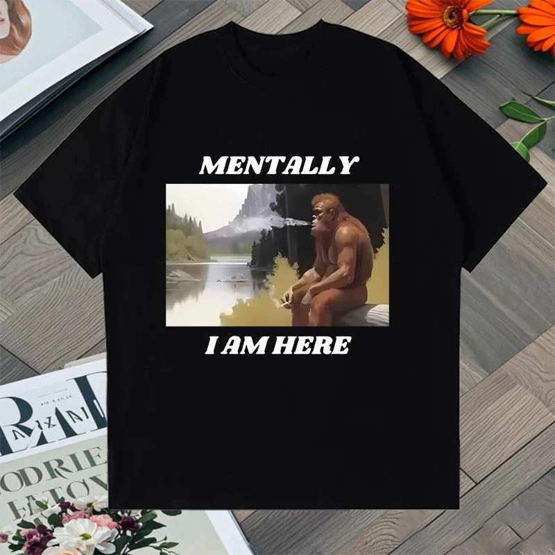 Funny Mentally I Am Here Monkey Memory Graphic Oversized Tee shirt Summer Crew Neck Men Women short sleeve Cotton Unisex t-shirt
Funny Mentally I Am Here Monkey Memory Graphic Oversized Tee shirt Summer Crew Neck Men Women short sleeve Cotton Unisex t-shirt