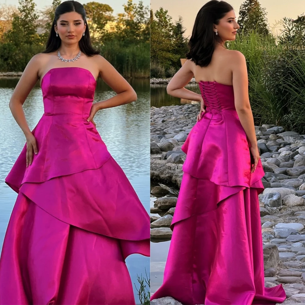 Customized Luxury Satin Strapless Evening Dress Classic Sweep Train Cocktail Dress Fashion Sleeveless Special Occasion Gowns
Customized Luxury Satin Strapless Evening Dress Classic Sweep Train Cocktail Dress Fashion Sleeveless Special Occasion Gowns