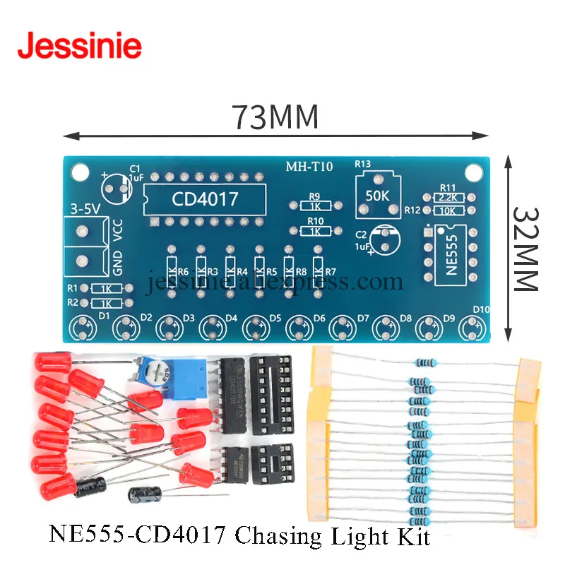 2pcs/1pc Smart Electronics Kits Ne555+CD4017 Light Water Flowing Light LED Module Fun DIY Electronic Module Assembly Kit
2pcs/1pc Smart Electronics Kits Ne555+CD4017 Light Water Flowing Light LED Module Fun DIY Electronic Module Assembly Kit