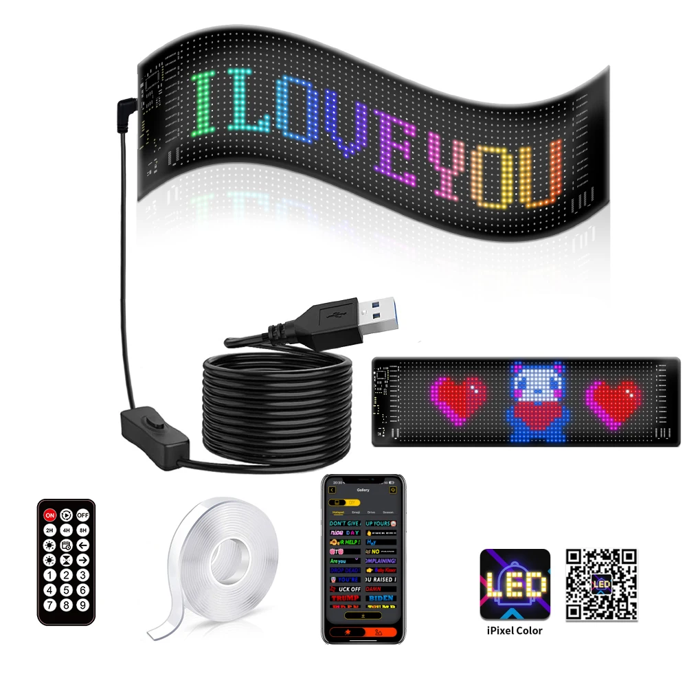 Flexible Screen LED Matrix Panel RGB Car Truck DIY Programmable DIY App Control Scrolling Light Advertise Portable Waterproof
Flexible Screen LED Matrix Panel RGB Car Truck DIY Programmable DIY App Control Scrolling Light Advertise Portable Waterproof