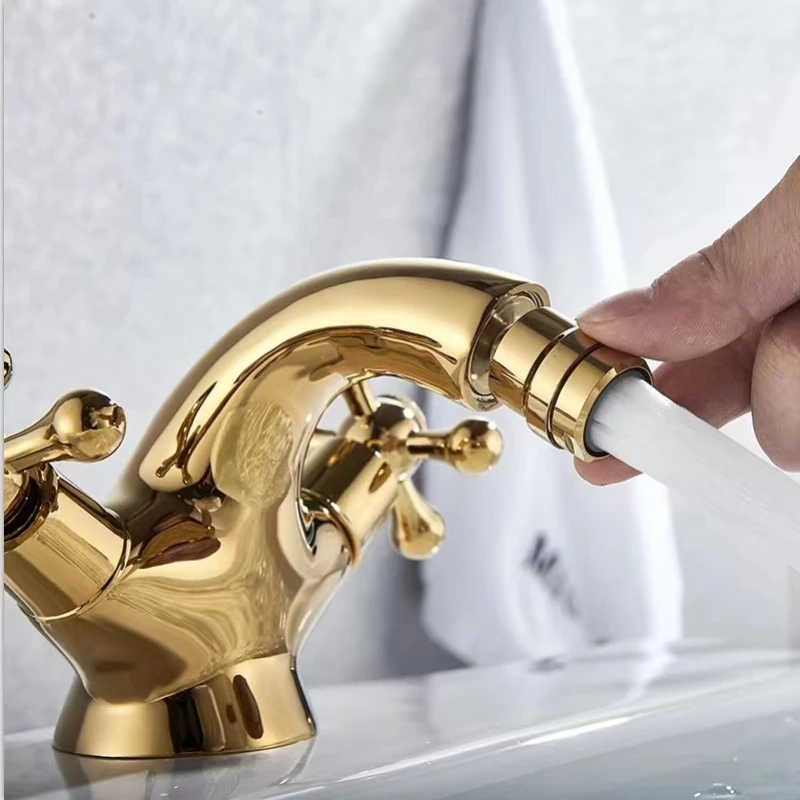 Double Handle Switch Copper Basin Faucet Bathroom Women's Wash Basin Faucet Rotating Water Outlet Basin Cold and Hot Faucet
Double Handle Switch Copper Basin Faucet Bathroom Women's Wash Basin Faucet Rotating Water Outlet Basin Cold and Hot Faucet