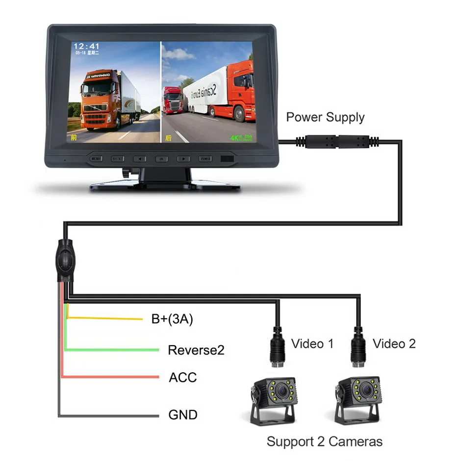 7 inch screen DVR 2 channel monitor black box AHD with digital video recorder reverse camera DVR..
7 inch screen DVR 2 channel monitor black box AHD with digital video recorder reverse camera DVR..