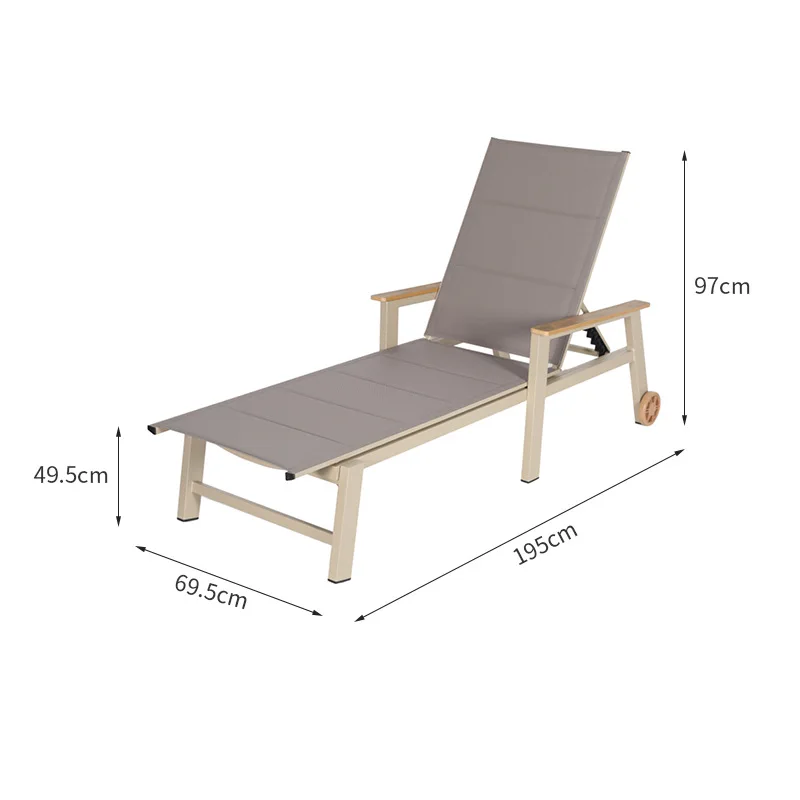 Outdoor Aluminum Alloy Lounger Bed and Breakfast Pool Lounger Bed Open-air Waterproof Sunscreen Sunbathing Beach Lounger
Outdoor Aluminum Alloy Lounger Bed and Breakfast Pool Lounger Bed Open-air Waterproof Sunscreen Sunbathing Beach Lounger
