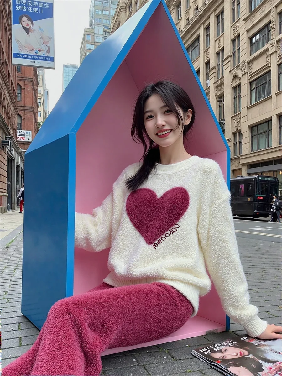 High Quality Knitted Pajama Sets Women Winter Thick Warm Long Sleeve Nightwear Comfy Indoor Outfit Suit Trendy New Style Girl
High Quality Knitted Pajama Sets Women Winter Thick Warm Long Sleeve Nightwear Comfy Indoor Outfit Suit Trendy New Style Girl