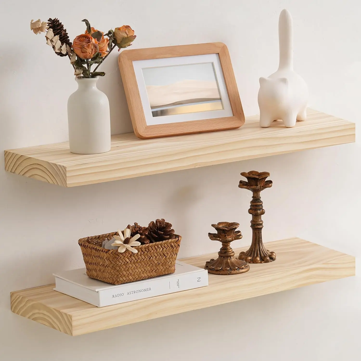 Farmhouse Floating Shelves - 8 Inch Deep Rustic Wood Wall Shelf - Premium Solid Wood Storage Shelf - 24" W x 8" D - Set
Farmhouse Floating Shelves - 8 Inch Deep Rustic Wood Wall Shelf - Premium Solid Wood Storage Shelf - 24" W x 8" D - Set