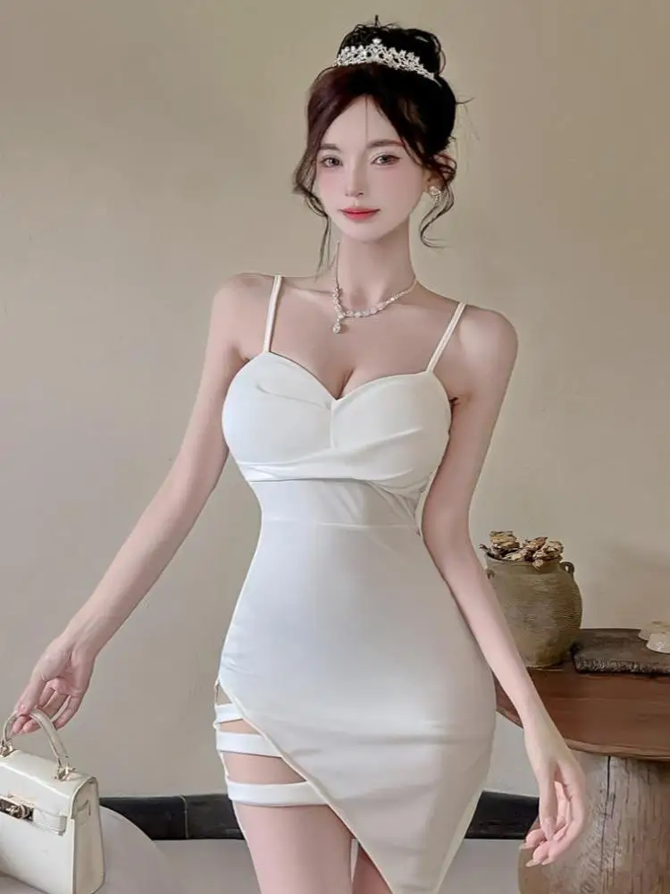 Women Black White V Neck Sleeveless Sexy Club Irregular Slip Mini Dress Summer Pink Slim Backless Wrap Hip Short Dresses Popular
Women Black White V Neck Sleeveless Sexy Club Irregular Slip Mini Dress Summer Pink Slim Backless Wrap Hip Short Dresses Popular