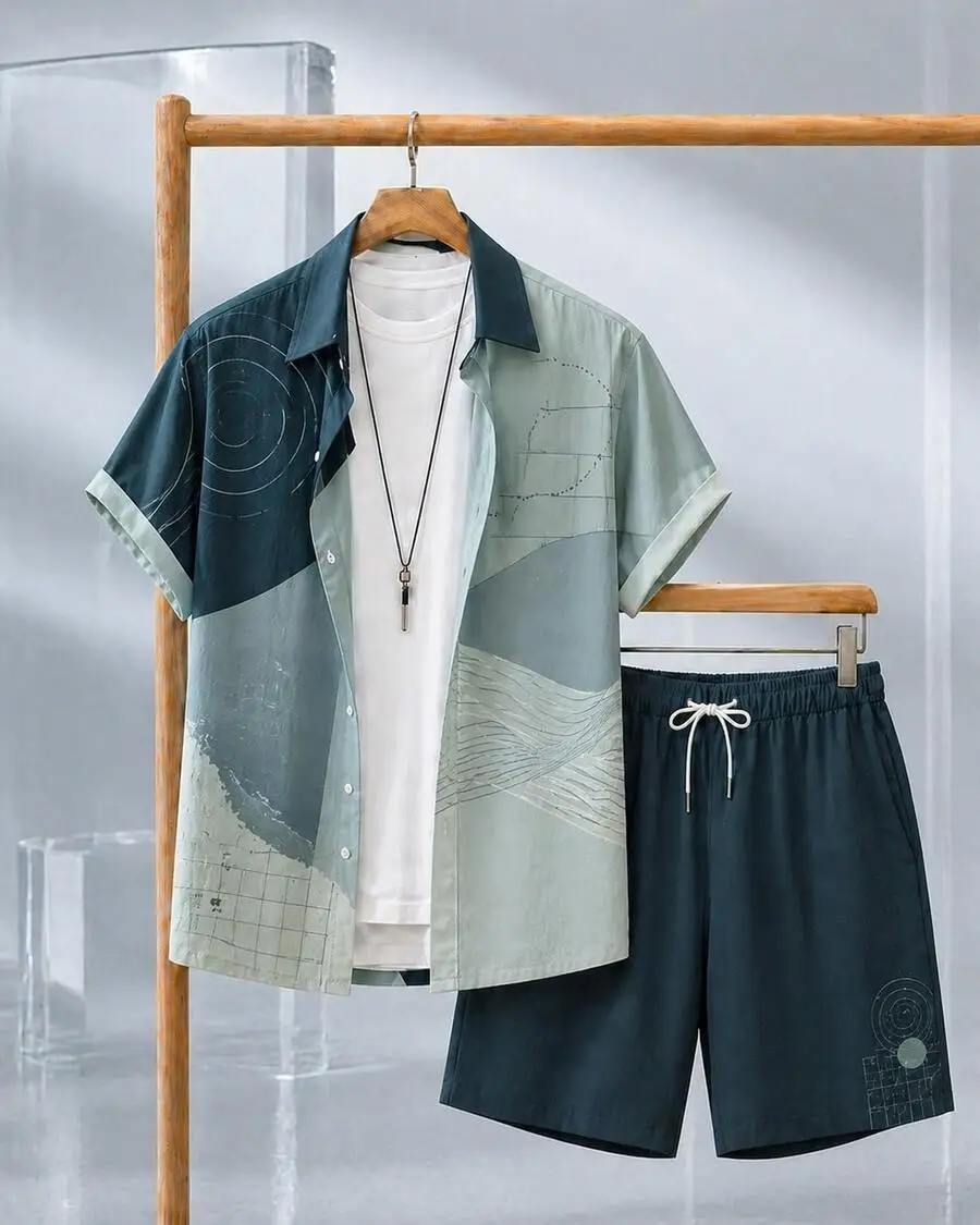 Men's Pastel Seal Print 2-Piece Summer Outfit, Camp Collar Shirt & Drawstring Shorts Set, Casual Vacation Matching Set
Men's Pastel Seal Print 2-Piece Summer Outfit, Camp Collar Shirt & Drawstring Shorts Set, Casual Vacation Matching Set