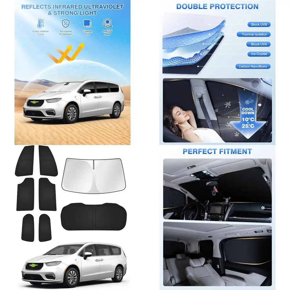 Windshield Side Rear Window Shade Cover Set for 2017-2026 Vehicles, Black, 8PCS, UV Protection, Privacy, Cooling
Windshield Side Rear Window Shade Cover Set for 2017-2026 Vehicles, Black, 8PCS, UV Protection, Privacy, Cooling