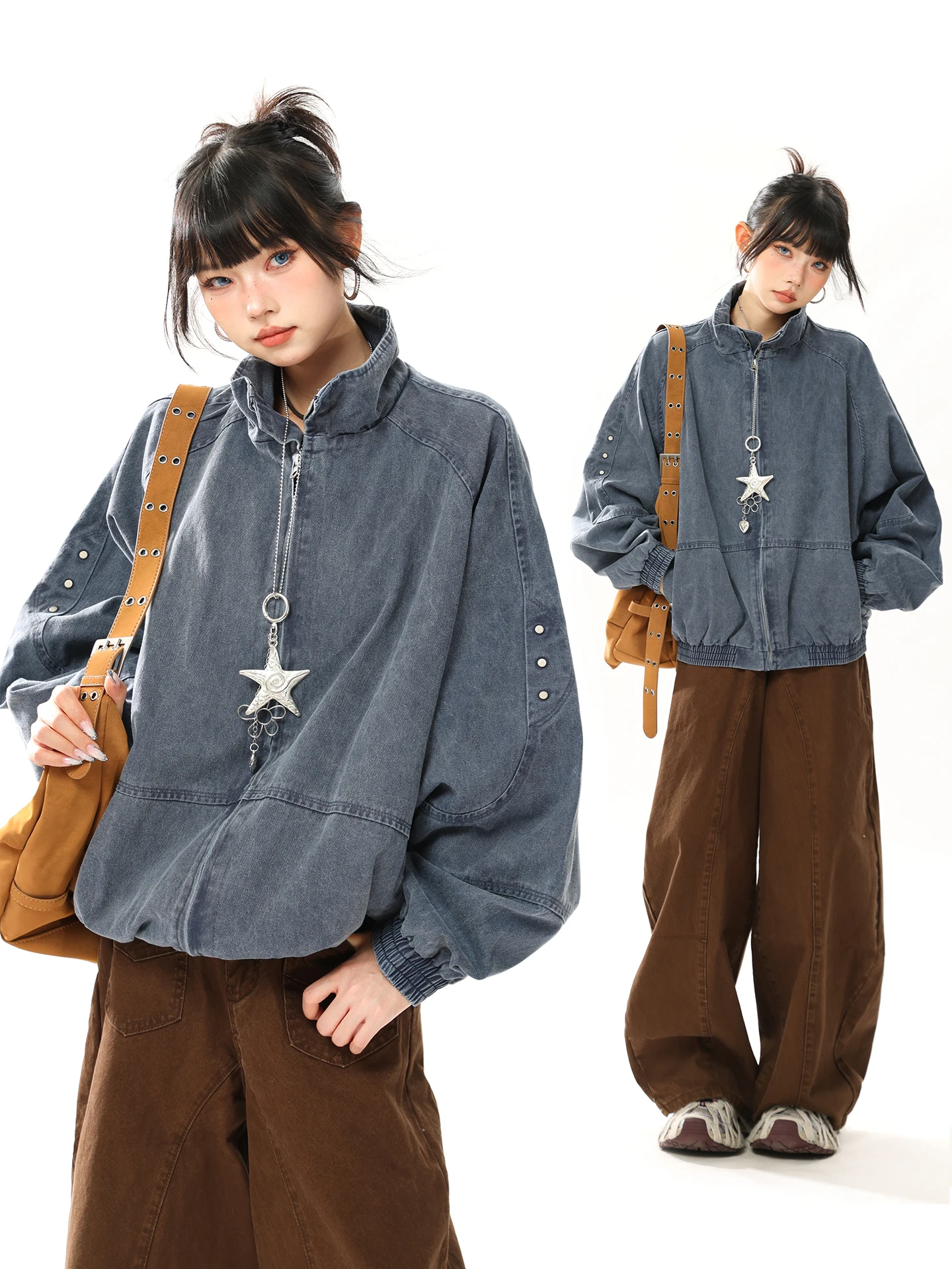 AONW American Retro Stand Collar Denim Jaet Women's Loose Design Sensation Autumn New Sle Faionable Coat Top
AONW American Retro Stand Collar Denim Jaet Women's Loose Design Sensation Autumn New Sle Faionable Coat Top