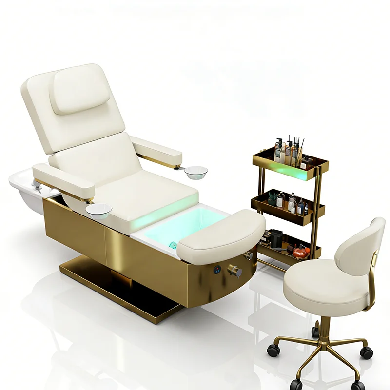eh-Luxury Golden Barber Salon Furniture Washing Chair Bed Electric Adjustable Shampoo Bed Head Spa Equipment with Foot Spa Tub@
eh-Luxury Golden Barber Salon Furniture Washing Chair Bed Electric Adjustable Shampoo Bed Head Spa Equipment with Foot Spa Tub@