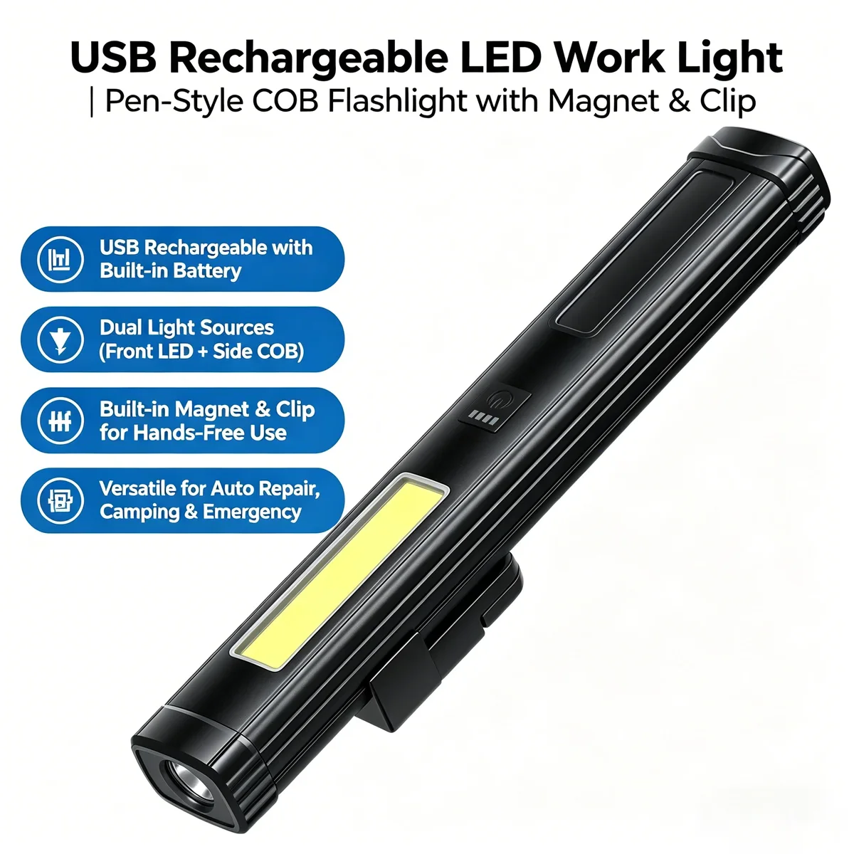 Rechargeable LED Work Light COB Mechanic Lamp Magnetic Base Hook Type-C Flashlight Car Repair Camping Red Warning Emergency Kit
Rechargeable LED Work Light COB Mechanic Lamp Magnetic Base Hook Type-C Flashlight Car Repair Camping Red Warning Emergency Kit