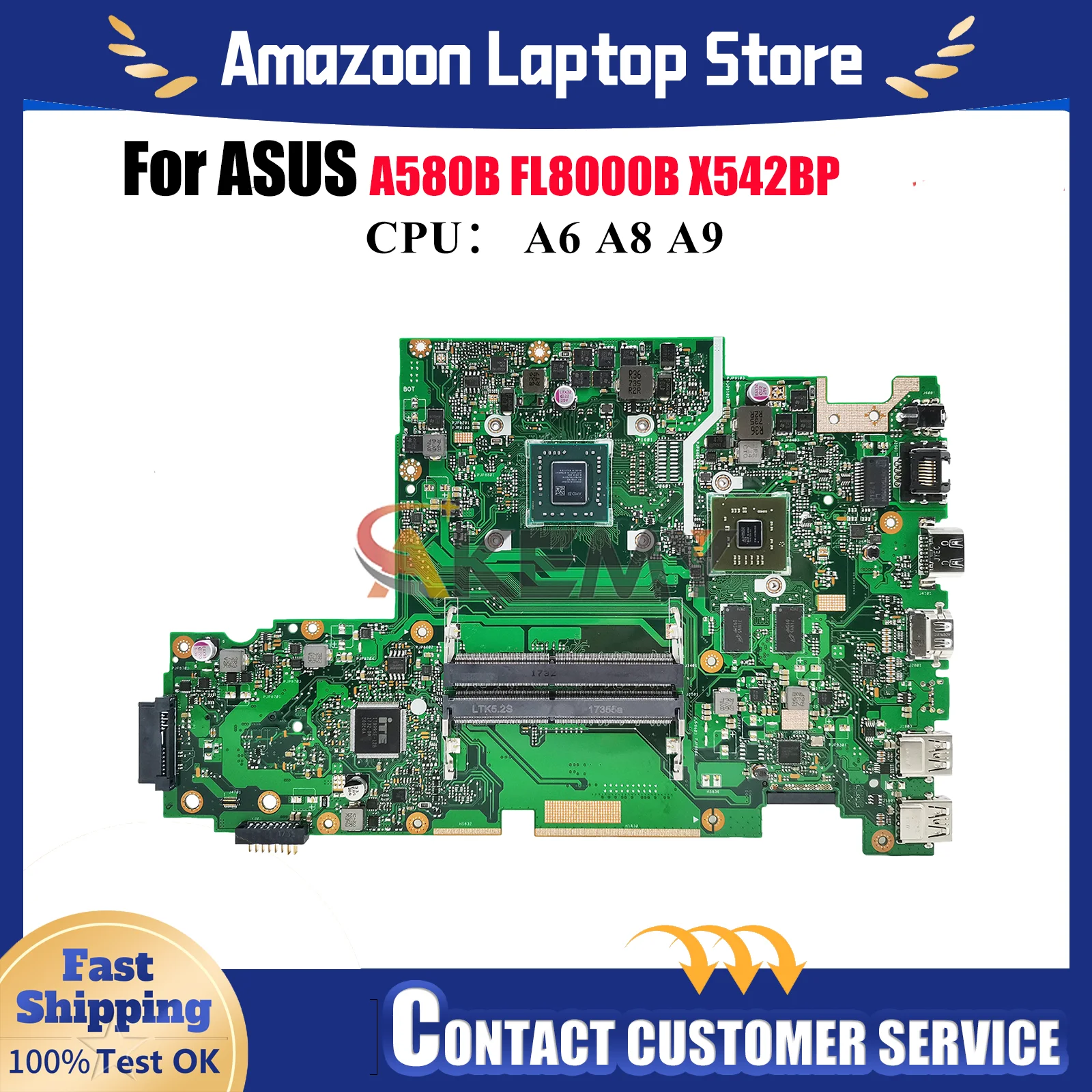 X542BP Laptop Motherboard For ASUS VivoBook X542BP A580B X542B FL8000B Notebook Mainboard With A6 A8 A9 CPU 100% tests OK stk
X542BP Laptop Motherboard For ASUS VivoBook X542BP A580B X542B FL8000B Notebook Mainboard With A6 A8 A9 CPU 100% tests OK stk