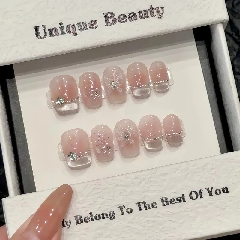 10pcs French Cat Eye Handmade Press on Nails Butterfly Pattern Fake Nails False Nail Artificial Nail Накладные Ногти Uñas 네일팁
10pcs French Cat Eye Handmade Press on Nails Butterfly Pattern Fake Nails False Nail Artificial Nail Накладные Ногти Uñas 네일팁