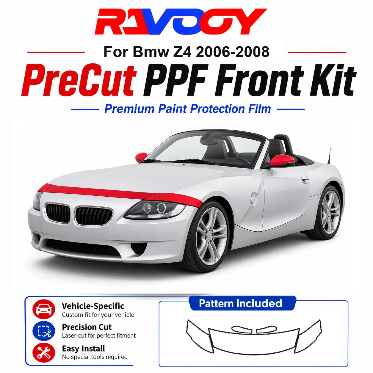 8.5mil TPU Precut PPF Kit For BMW Z4 2006-2008 - Hood, Partial Fenders & Full Mirror Set - Self-Healing Gloss Clear Bra Film
8.5mil TPU Precut PPF Kit For BMW Z4 2006-2008 - Hood, Partial Fenders & Full Mirror Set - Self-Healing Gloss Clear Bra Film
