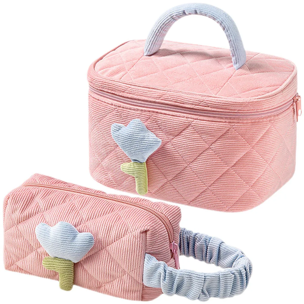 2Pcs Corduroy Makeup Bag Large Quilted Bag Travel Toiletry Organizer Travel Essential Makeup Organizer
2Pcs Corduroy Makeup Bag Large Quilted Bag Travel Toiletry Organizer Travel Essential Makeup Organizer