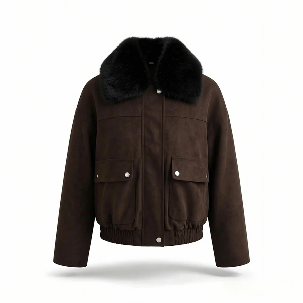 2026 new women's fashion casual flip collar long sleeved zipper decoration short pilot jacket jacket
2026 new women's fashion casual flip collar long sleeved zipper decoration short pilot jacket jacket