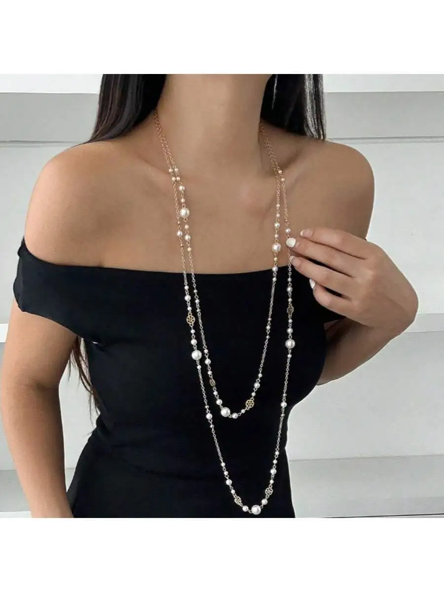 Double Layer Long Pearl Necklace For Women Vintage Boho Style Daily Party Wear
Double Layer Long Pearl Necklace For Women Vintage Boho Style Daily Party Wear