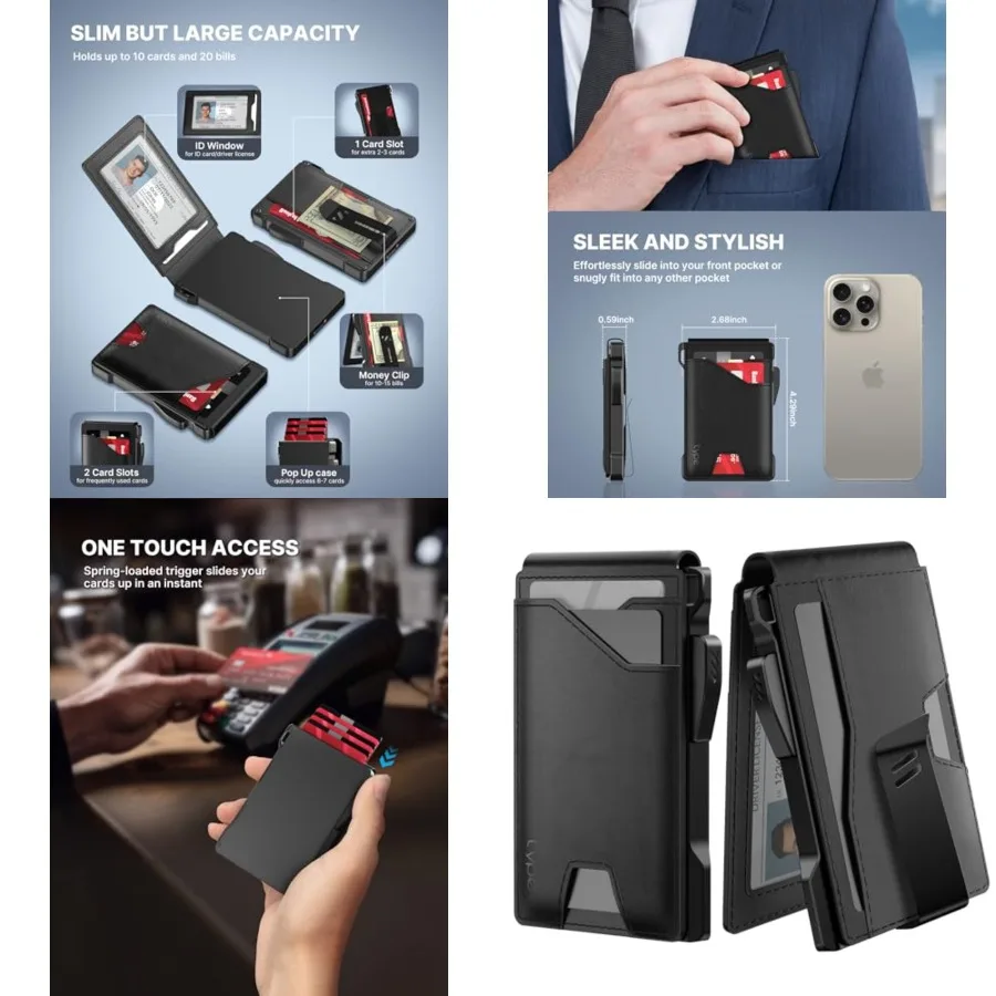 Tactical Wallet for Men Card Holder: Pop Up Card Case, Genuine Leather, Smart, RFID Blocking, Slim, Minimalist, Thin, Front Poc
Tactical Wallet for Men Card Holder: Pop Up Card Case, Genuine Leather, Smart, RFID Blocking, Slim, Minimalist, Thin, Front Poc