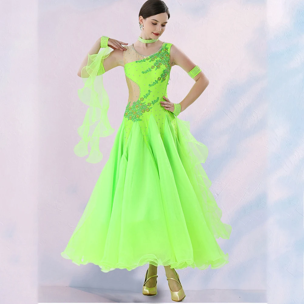 Waltz Ballroom Dress Appliqués Standard Woman Dance Dress Round Neck Ballroom Dancing Dresses for Competition Streamers Elegant
Waltz Ballroom Dress Appliqués Standard Woman Dance Dress Round Neck Ballroom Dancing Dresses for Competition Streamers Elegant