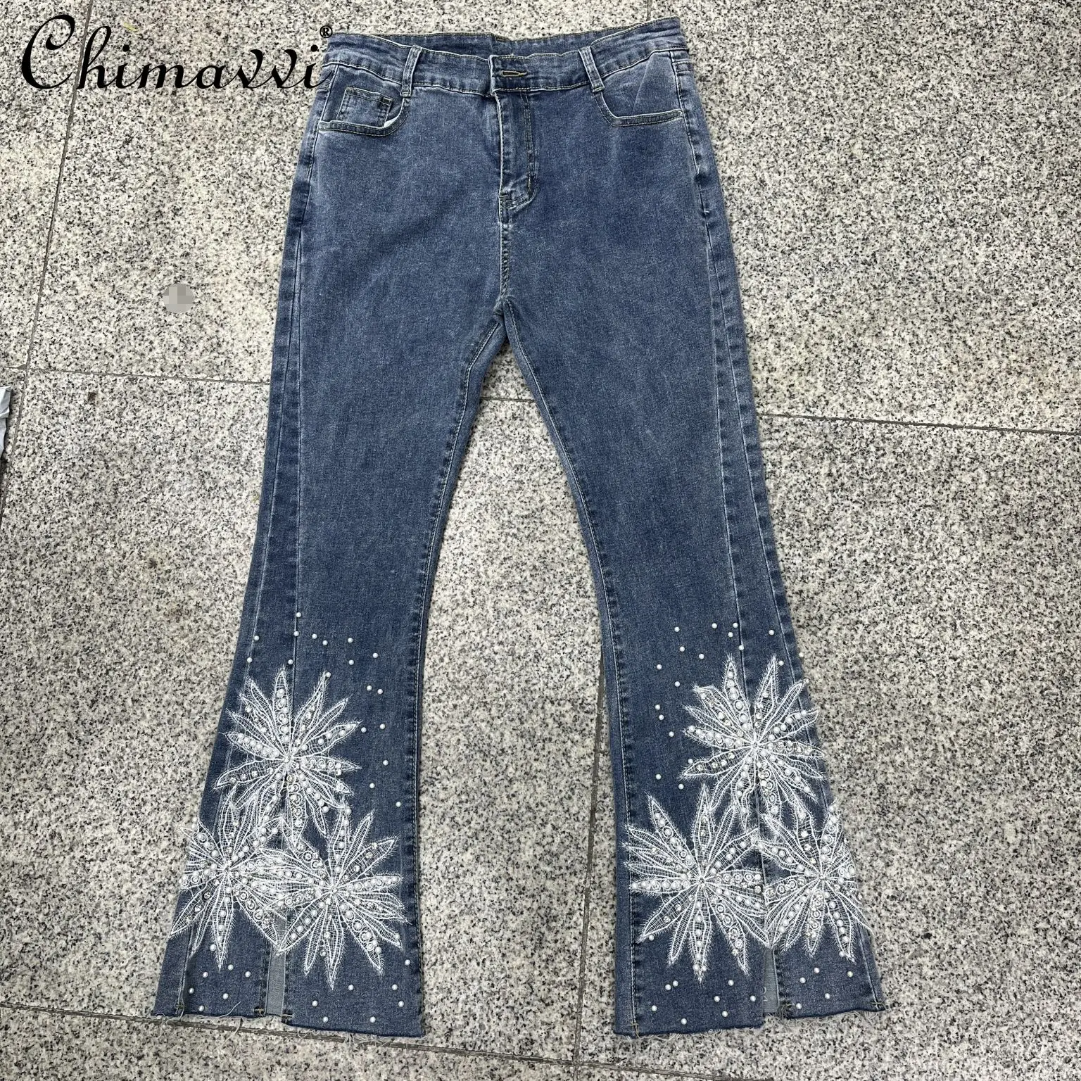 Fashion Retro Girl's Streetwear Denim Pants Heavy Industry Embroidery Pearl Beads Diamond High Waist Split Flare Jeans Women
Fashion Retro Girl's Streetwear Denim Pants Heavy Industry Embroidery Pearl Beads Diamond High Waist Split Flare Jeans Women