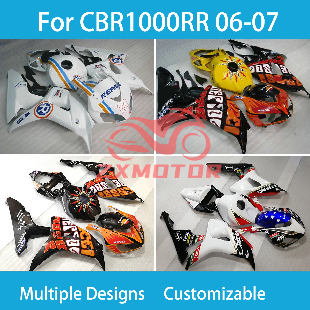 Motorcycle Fairings for Honda CBR1000RR 06 07 Injection Molded Body Part Customizable Fairing Kit CBR 1000RR 2006 2007 New
Motorcycle Fairings for Honda CBR1000RR 06 07 Injection Molded Body Part Customizable Fairing Kit CBR 1000RR 2006 2007 New
