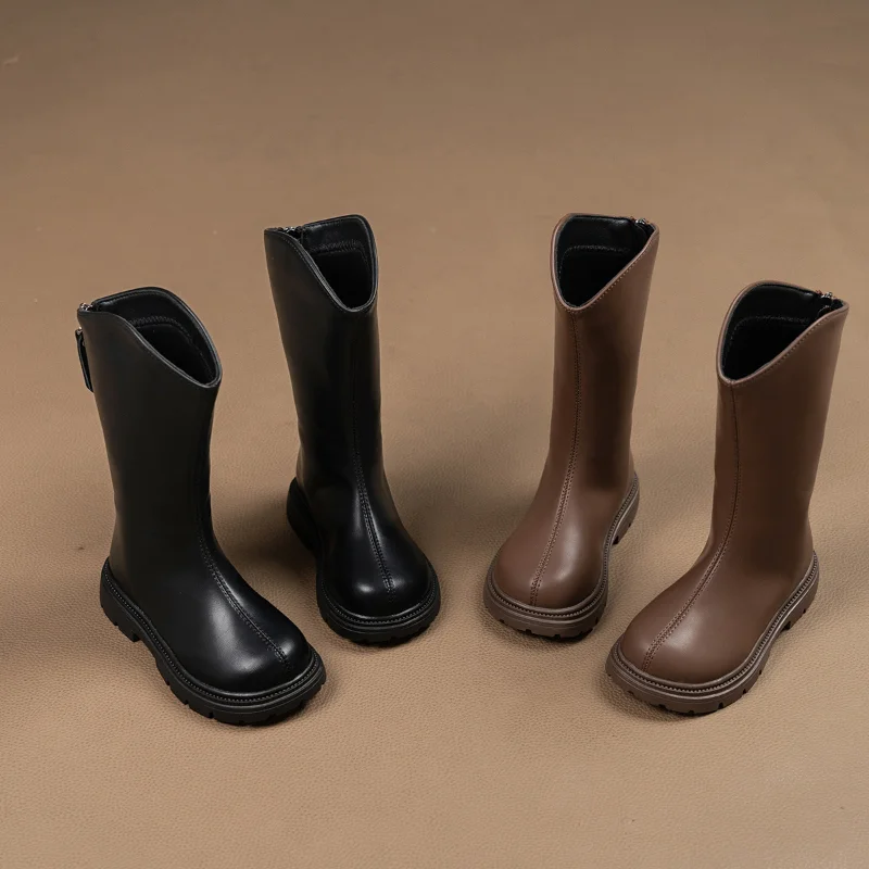 Детская повседневная обувь  Высокие сапоги, зимняя обувь из искусственной кожи для девочек, однотонная  Противоскользящие теплые черно-коричневые туфли, размер 23-37 
Детская повседневная обувь  Высокие сапоги, зимняя обувь из искусственной кожи для девочек, однотонная  Противоскользящие теплые черно-коричневые туфли, размер 23-37