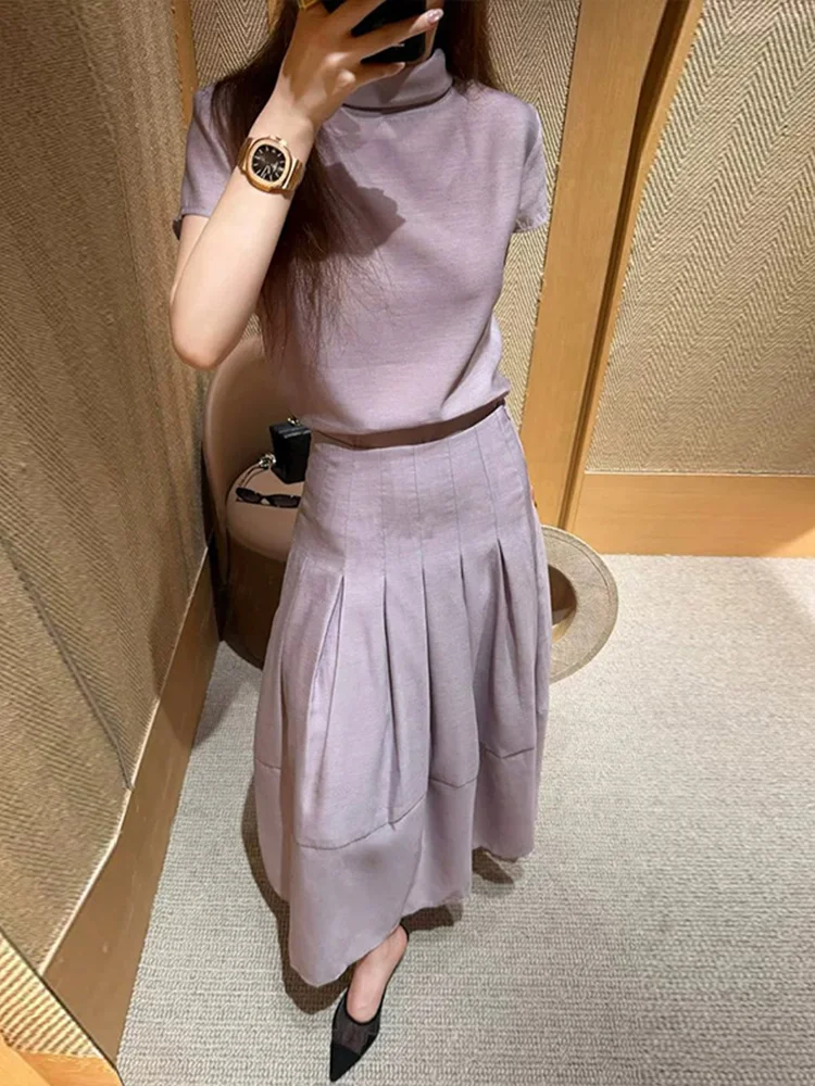 Fashionable Summer Outfit Women's A-Line Skirt And Short-Sleeve T-Shirt Two-Piece Set High-Waisted Breathable Casual Style
Fashionable Summer Outfit Women's A-Line Skirt And Short-Sleeve T-Shirt Two-Piece Set High-Waisted Breathable Casual Style
