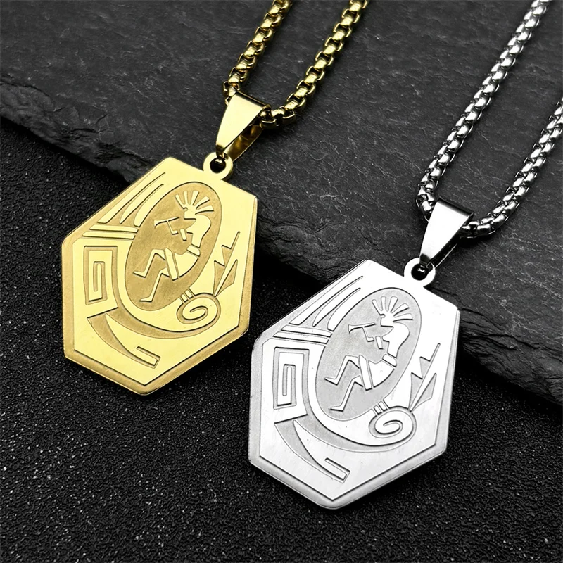 Kokopelli Fertility God Necklace for Women Men Stainless Steel Gold Silver Color Indian Native Coarse Flute Player Chain Jewelry
Kokopelli Fertility God Necklace for Women Men Stainless Steel Gold Silver Color Indian Native Coarse Flute Player Chain Jewelry
