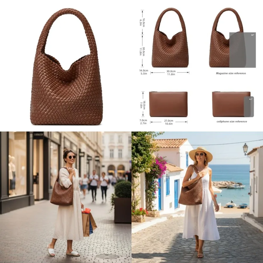 Woven Tote Bag for Women: Handmade Vegan Leather Purse for Vacation - Lightweight and Magnetic Closure for Daily Use
Woven Tote Bag for Women: Handmade Vegan Leather Purse for Vacation - Lightweight and Magnetic Closure for Daily Use