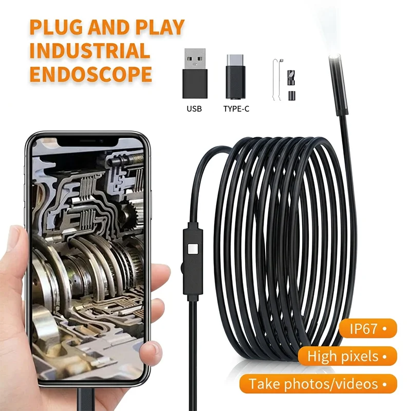 7mm HD Sewer Industrial Endoscope Waterproof Piping Endoscopy Type C Mini Camera Automotive Borescope for Android or pc
7mm HD Sewer Industrial Endoscope Waterproof Piping Endoscopy Type C Mini Camera Automotive Borescope for Android or pc