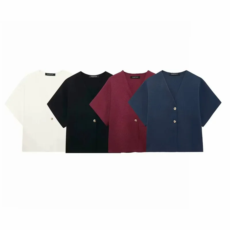 Women's Spring and Summer Casual Slim Fit Cardigan Solid Color V-Neck Short Sleeve Single-Breasted Autumn Cardigan Trendy Sexy
Women's Spring and Summer Casual Slim Fit Cardigan Solid Color V-Neck Short Sleeve Single-Breasted Autumn Cardigan Trendy Sexy