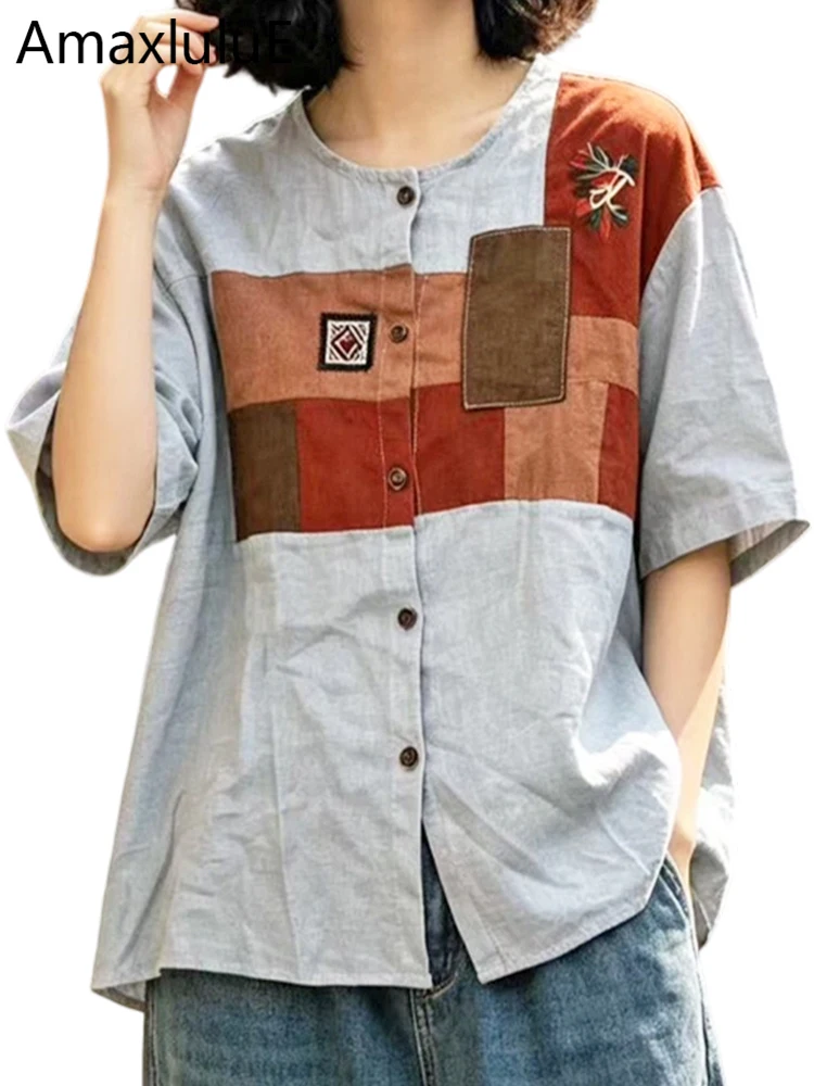 Amax LuluE Korean Clothes Summer Womens Fashion Patchwork Shirts Vintage Loose Cotton Tops 2026 Ladies Classic Vintage Blouses
Amax LuluE Korean Clothes Summer Womens Fashion Patchwork Shirts Vintage Loose Cotton Tops 2026 Ladies Classic Vintage Blouses