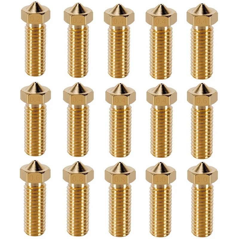 15PCS Brass Nozzles 3D Printer 7PCS 0.4Mm Brass Nozzles And 2PCS 0.2Mm, 0.6Mm, 0.8Mm, 1.0Mm Brass Nozzles Kit-Gold
15PCS Brass Nozzles 3D Printer 7PCS 0.4Mm Brass Nozzles And 2PCS 0.2Mm, 0.6Mm, 0.8Mm, 1.0Mm Brass Nozzles Kit-Gold