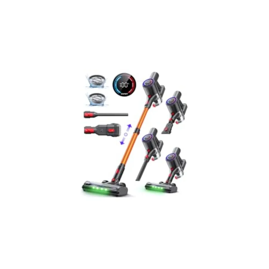 Cordless Vacuum Cleaner 500W 45KPA 40Mins Lightweight Stick Vacuum for Home LED Display Green Headlights 6-Stages Filtration Se
Cordless Vacuum Cleaner 500W 45KPA 40Mins Lightweight Stick Vacuum for Home LED Display Green Headlights 6-Stages Filtration Se