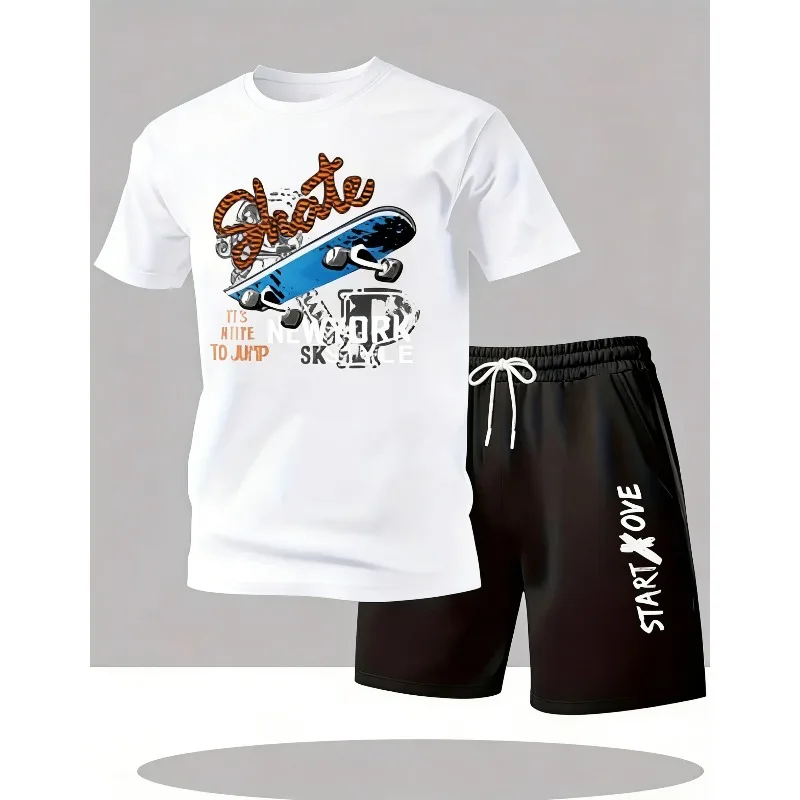 Summer men's casual short-sleeved T-shirt and shorts sports outfit - comfortable printed lightweight quick-drying set
Summer men's casual short-sleeved T-shirt and shorts sports outfit - comfortable printed lightweight quick-drying set