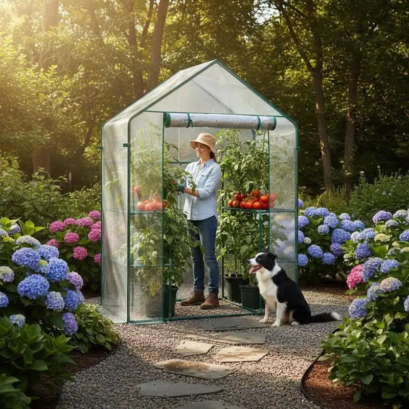 Outsunny Walk-in Greenhouse, Tomato Greenhouse, Cold Frame with 6 Shelves, Transparent Steel and PVC Plastic, 142 x 73 x 195 cm
Outsunny Walk-in Greenhouse, Tomato Greenhouse, Cold Frame with 6 Shelves, Transparent Steel and PVC Plastic, 142 x 73 x 195 cm