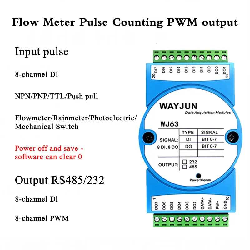 8-Channel DI High-Speed Counter 8-Channel DO Supports PWM Output ModbusRTU Module Flowmeter
8-Channel DI High-Speed Counter 8-Channel DO Supports PWM Output ModbusRTU Module Flowmeter