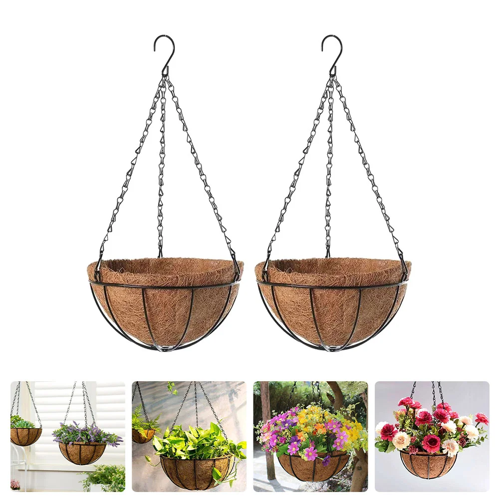 2 Pcs Hanging Flowerpot Baskets Coco Liner Iron for Balcony Garden Wall Decor Modern Style Succulents
2 Pcs Hanging Flowerpot Baskets Coco Liner Iron for Balcony Garden Wall Decor Modern Style Succulents