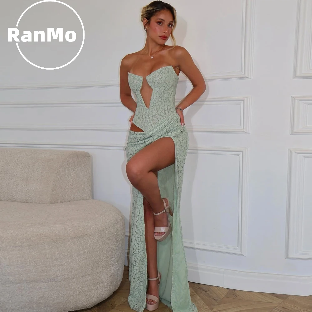 Ranmo Elegant Mermaid Green Evening Dress Pleat New Saudi Arabic Sleeveless Lace Court Train Prom Gown Customized Side High Slit
Ranmo Elegant Mermaid Green Evening Dress Pleat New Saudi Arabic Sleeveless Lace Court Train Prom Gown Customized Side High Slit