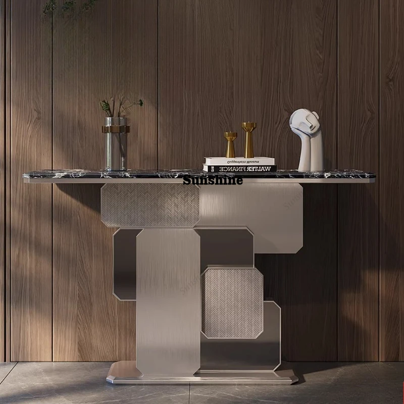 Italian simple luxury, natural marble entrance table, modern minimalist stainless steel entrance table
Italian simple luxury, natural marble entrance table, modern minimalist stainless steel entrance table