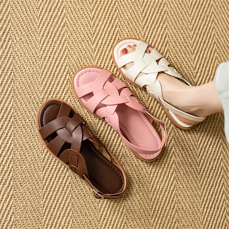 New Summer Sandals Split Leather Round Toe Sandals for Women Fashion Buckle Low Heel Sandals Ladies Shoes Women Gladiator Shoes
New Summer Sandals Split Leather Round Toe Sandals for Women Fashion Buckle Low Heel Sandals Ladies Shoes Women Gladiator Shoes