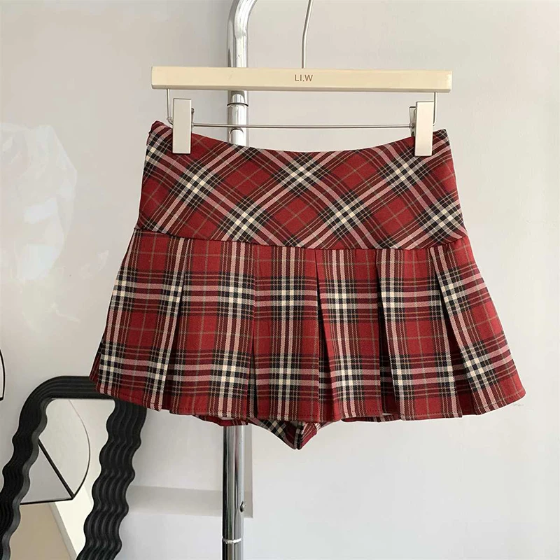 GIDYQ Vintage Red Plaid Pleated Skirt Women Y2K Korean Preppy Style Harajuku Mini Skirt Summer High Waist Chic A-Line Jk Skirt
GIDYQ Vintage Red Plaid Pleated Skirt Women Y2K Korean Preppy Style Harajuku Mini Skirt Summer High Waist Chic A-Line Jk Skirt