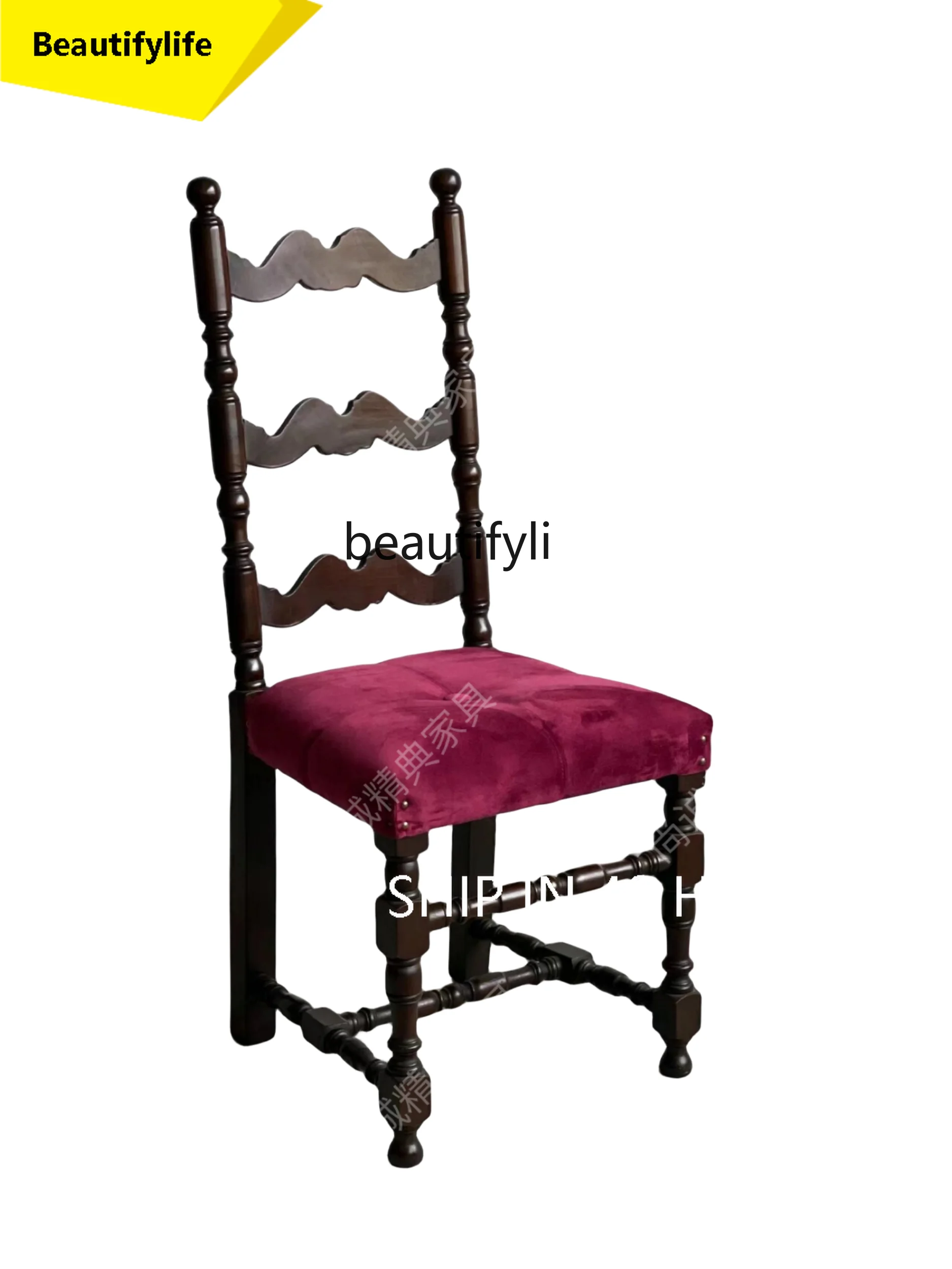 X188 French Retro Simple High Back Dining Chair Middle Ancient Solid Wood Home Break Make-up Chair
X188 French Retro Simple High Back Dining Chair Middle Ancient Solid Wood Home Break Make-up Chair