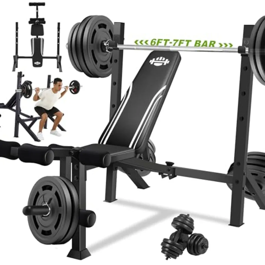 900LBS Weight Bench Set with Squat Rack Adjustable Bench Press Bench with Leg Extension & Leg Curl, Incline Decline Flat Foldable Workout Bench for Home Gym
900LBS Weight Bench Set with Squat Rack Adjustable Bench Press Bench with Leg Extension & Leg Curl, Incline Decline Flat Foldable Workout Bench for Home Gym