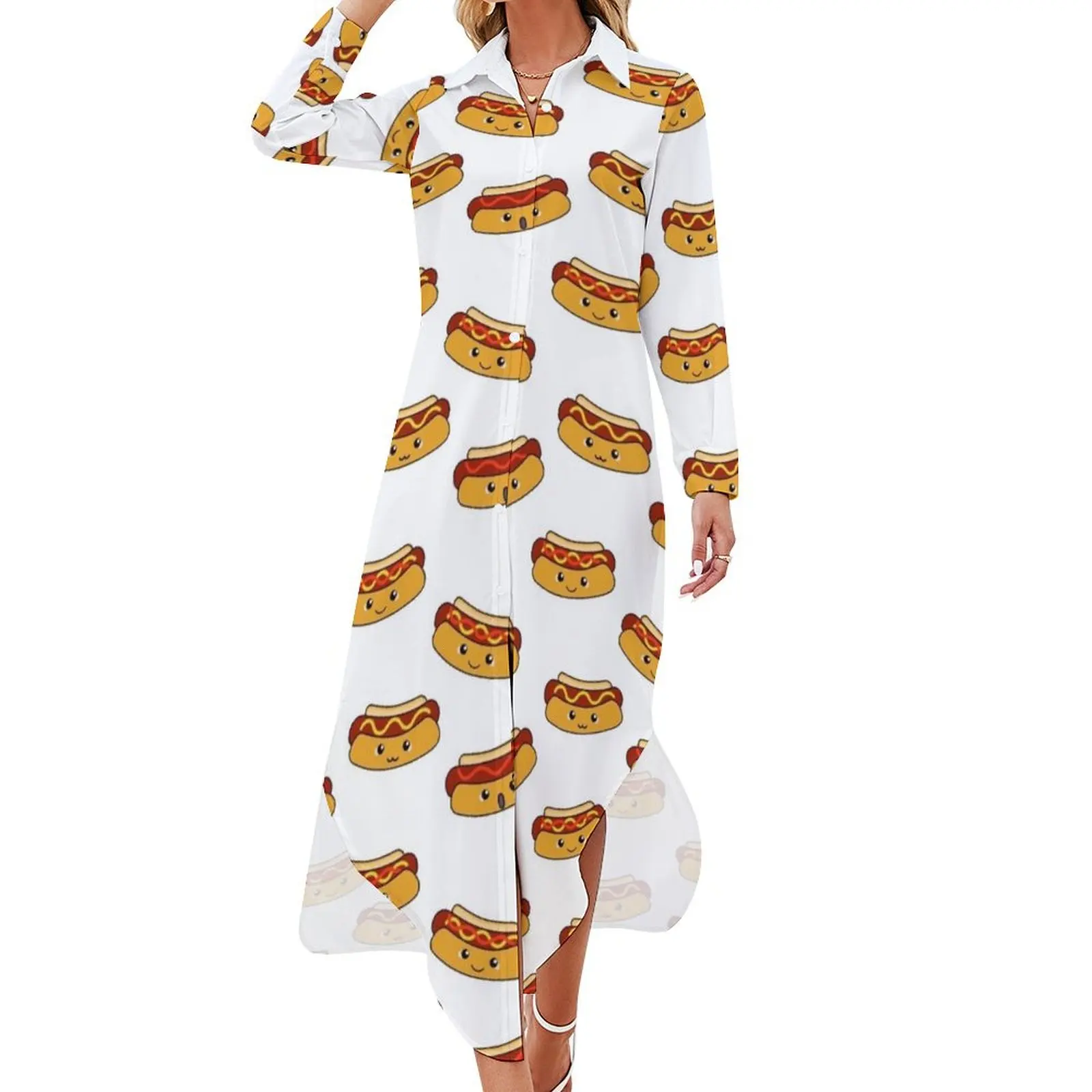 Hot Dogs party! Long Sleeved Shirt Dress loose women's dress Casual dresses women's elegant loose dresses
Hot Dogs party! Long Sleeved Shirt Dress loose women's dress Casual dresses women's elegant loose dresses
