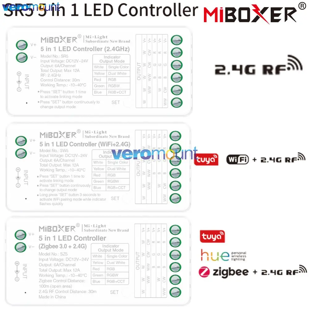 MiBoxer 2.4G / WiFi/ Zigbee 3.0 5 in 1 Mini LED Controller (Single Color,CCT,RGB,RGBW,RGB+CCT) 5 in 1 SR5 SR5L SW5 SZ5 for Strip
MiBoxer 2.4G / WiFi/ Zigbee 3.0 5 in 1 Mini LED Controller (Single Color,CCT,RGB,RGBW,RGB+CCT) 5 in 1 SR5 SR5L SW5 SZ5 for Strip
